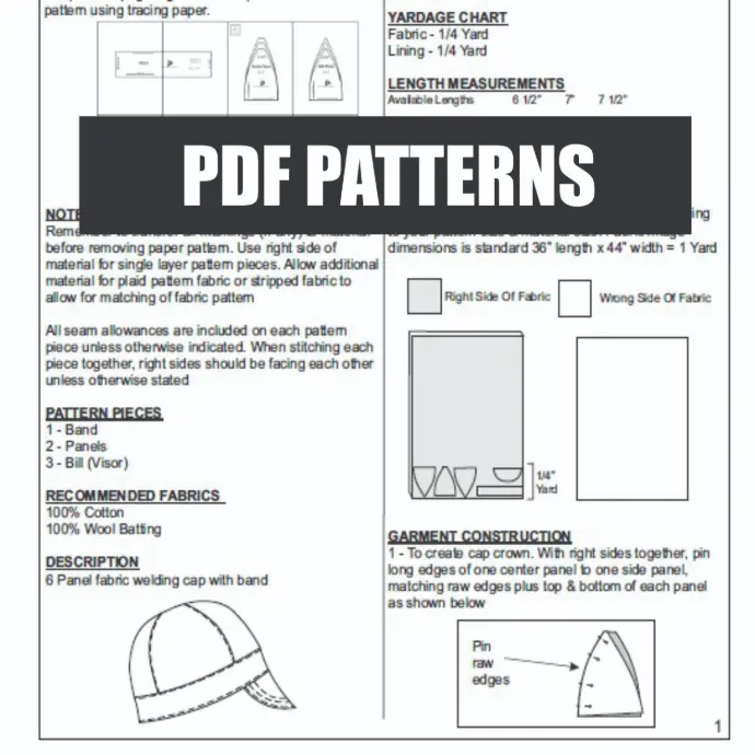 PDF Patterns for Welding Caps