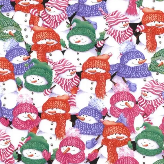 White Snowmen Fabric - Digital Image.webp