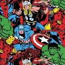 Red Marvel Comic Fabric - Actual Image.webp