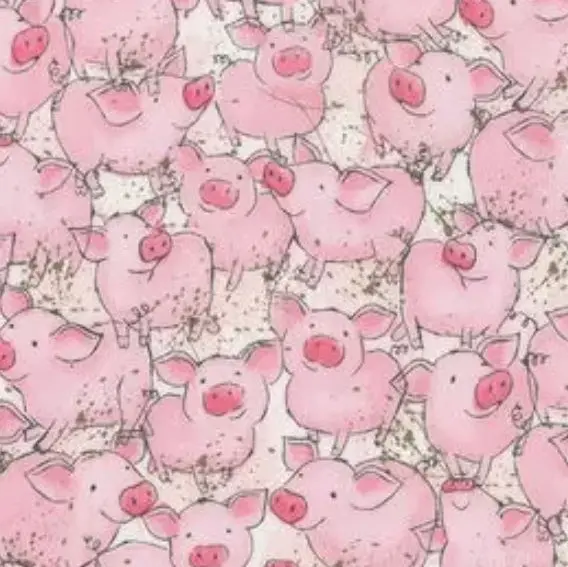 Pink Pig Packed Fabric - Actual Image.webp