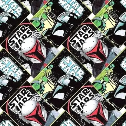 Black Star Wars Mandalorian Fabric - Actual Image.webp