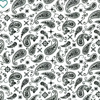 White Paisley Bandana Fabric - Actual Image.webp