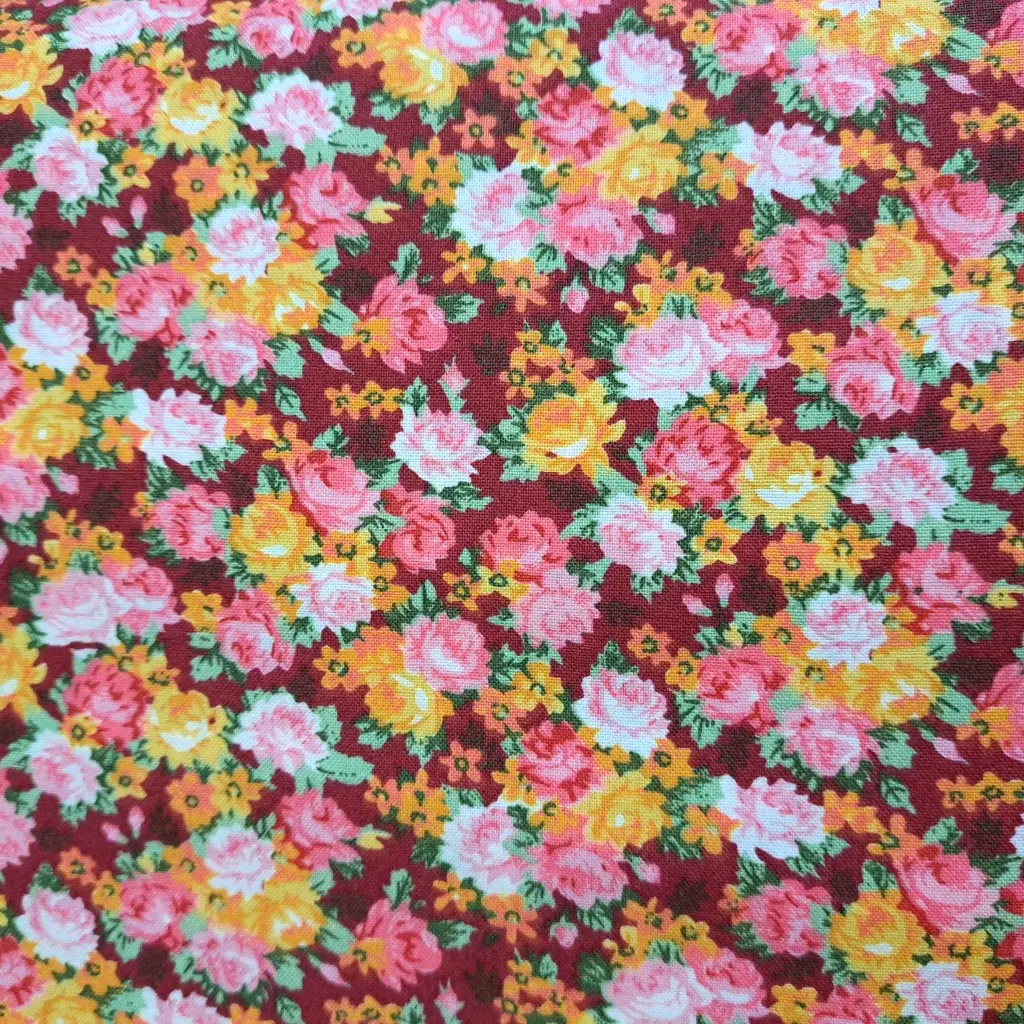 Maroon Carnation Flower Fabric - Actual Image.webp