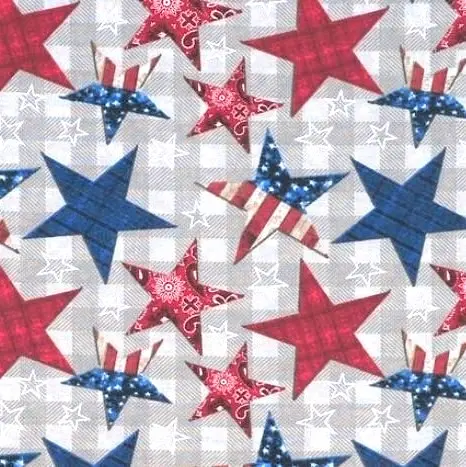 Gray Patriotic Star Check Fabric - Actual Image.webp