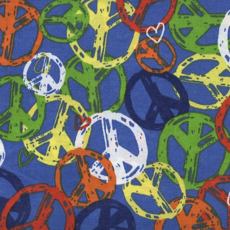 Blue Peace Sign Fabric - Actual Image.webp