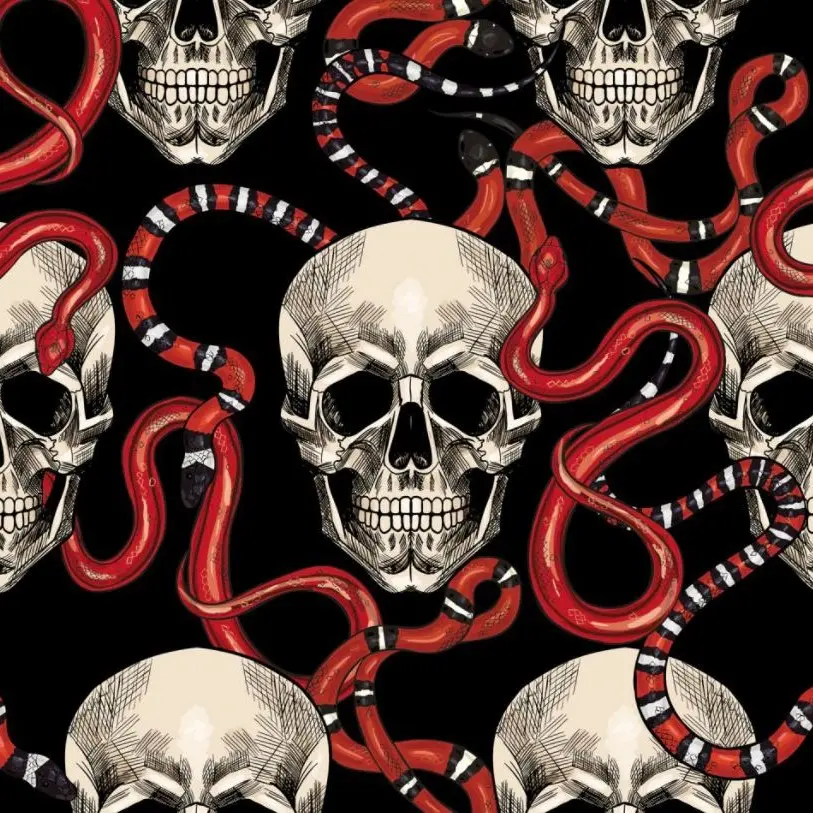 Black Snake Skull Fabric - Digital Image.webp