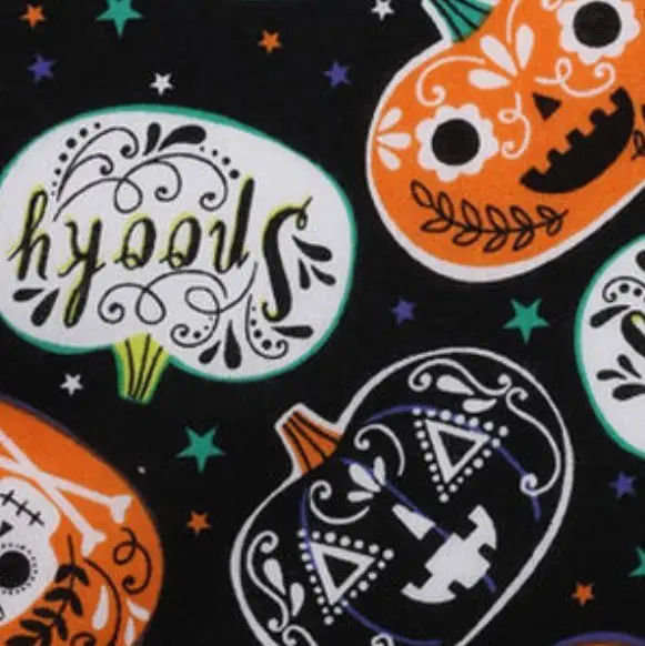 Black Pumpkin Spooky Fabric - Actual Image.webp