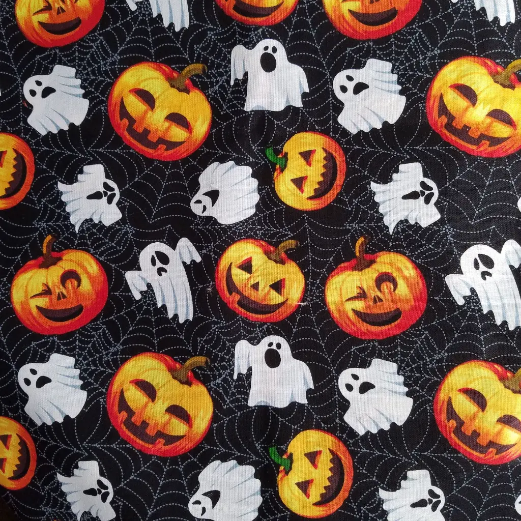 Black Pumpkin Ghost Fabric - Actual Image.webp