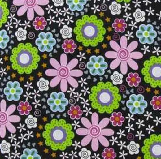 Black Pink Floral Fabric - Actual Image.webp