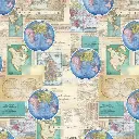 Blue World Map Fabric - Actual Image.webp