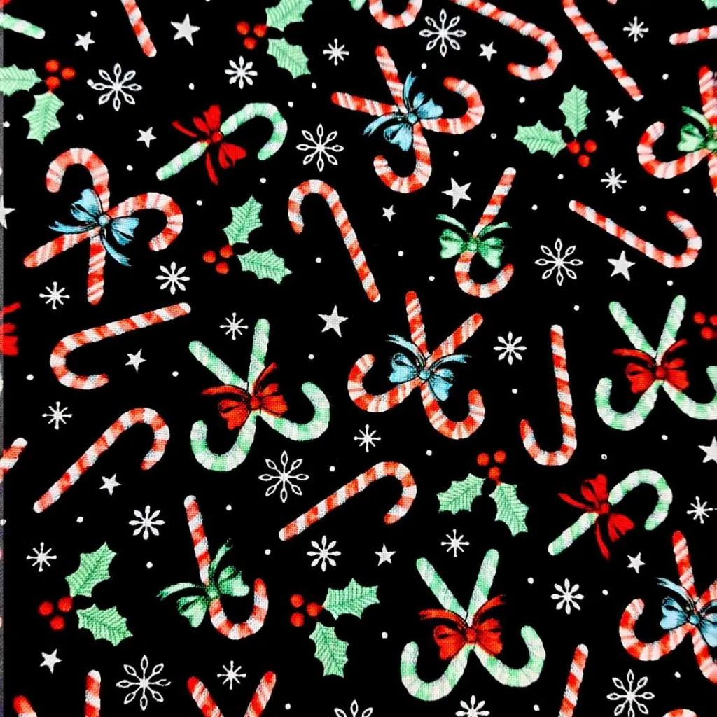 Black Candy Cane Fabric - Actual Image.webp