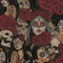 Black Las Elegantes (Smokey) Fabric - Actual Image.webp