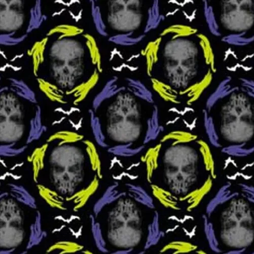 Black Mansion Skull Fabric - Actual Image.webp