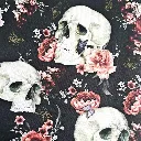 Black Meko Skull Rose Fabric - Actual Image.webp