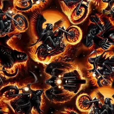 Black Moonlight Bikers Fabric - Actual Image.webp