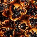 Black Moonlight Bikers Fabric - Actual Image.webp