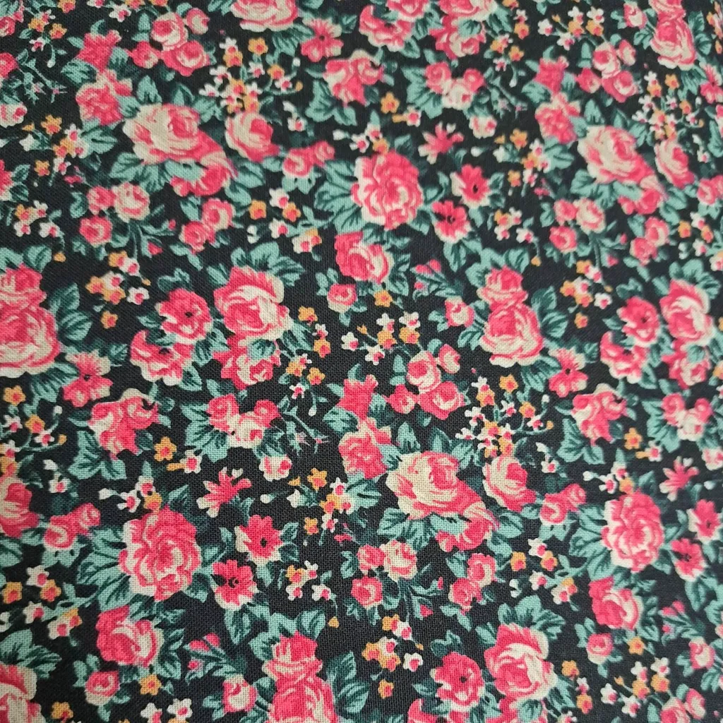 Black Pink Carnation Fabric - Actual Image.webp