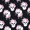 Black Pink Flower Skull Fabric - Actual Image.webp