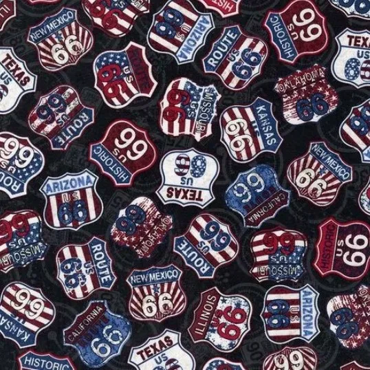 Black Route 66 Fabric - Actual Image.webp