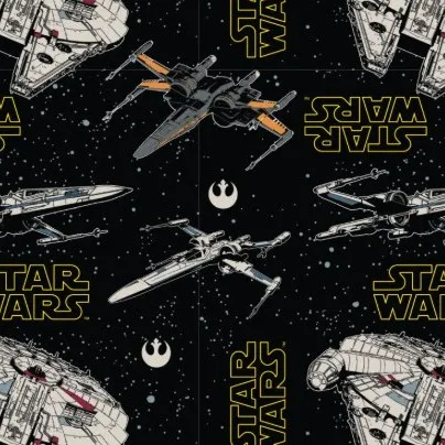 Black Star Wars Ship Fabric - Actual Image.webp