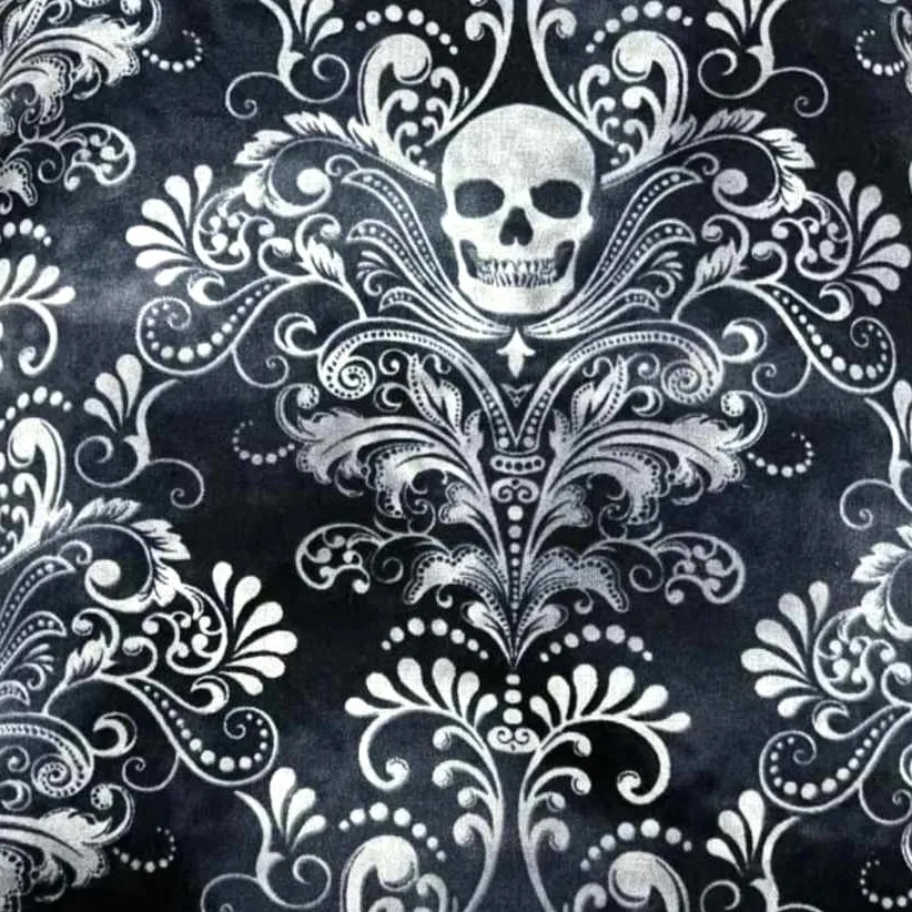 Blue Fancy Skull Fabric - Actual Image.webp