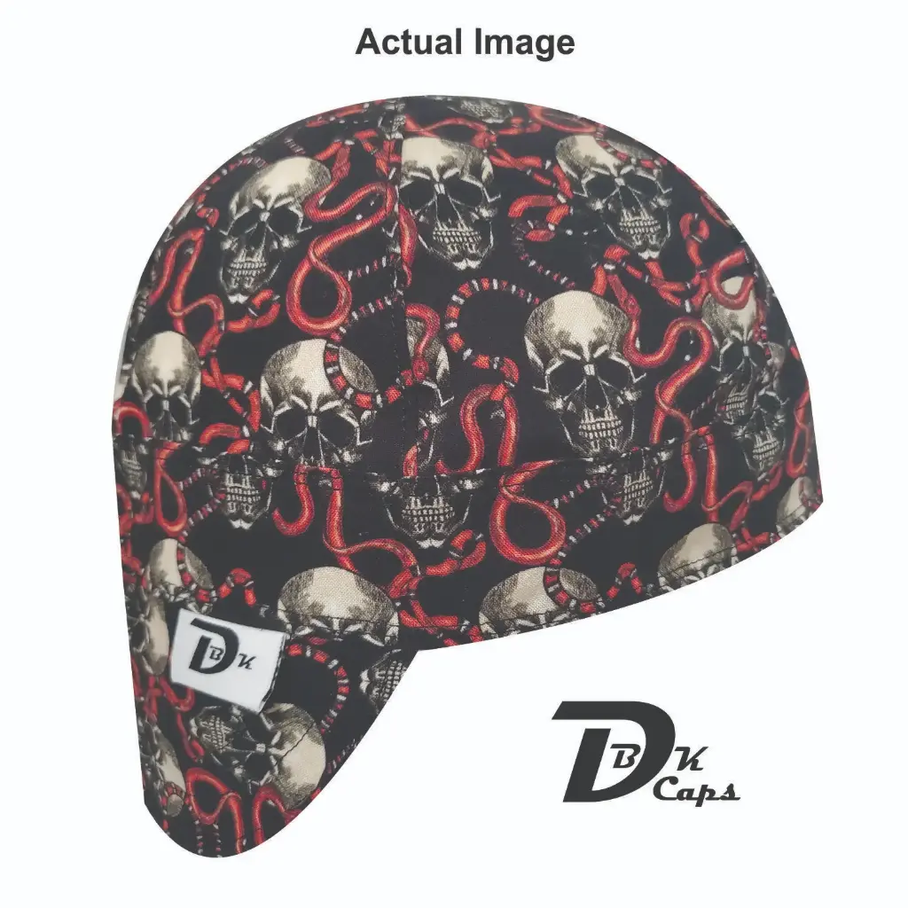 Black Snake Skull Welding Cap (6 3/8", Black Liner, No, 7" Standard Length)