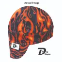 Black Skull Orange Flame Welding Cap