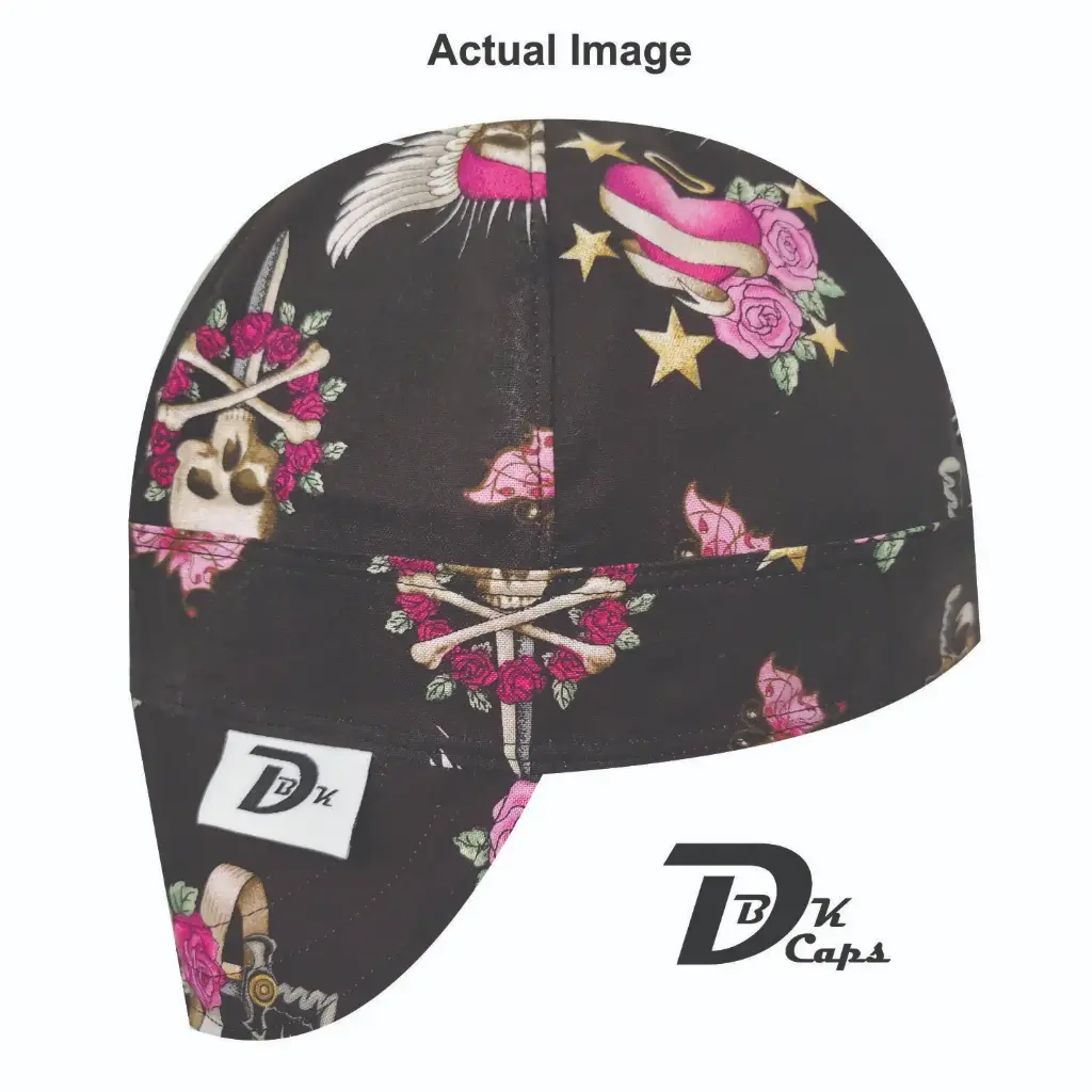 Black Skull Heart Sword Welding Cap