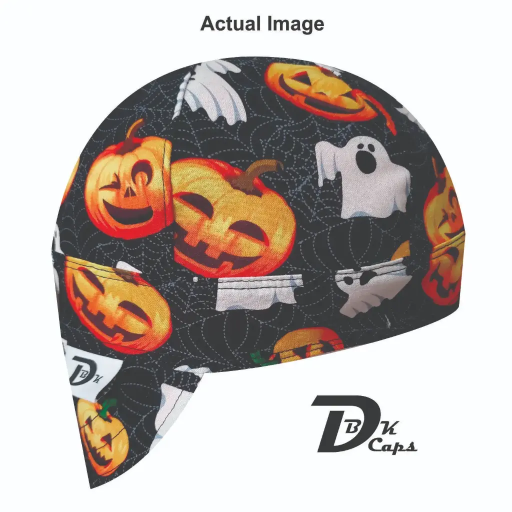 Black Pumpkin Ghost Welding Cap (6 3/8", Black Liner, No, 7" Standard Length)