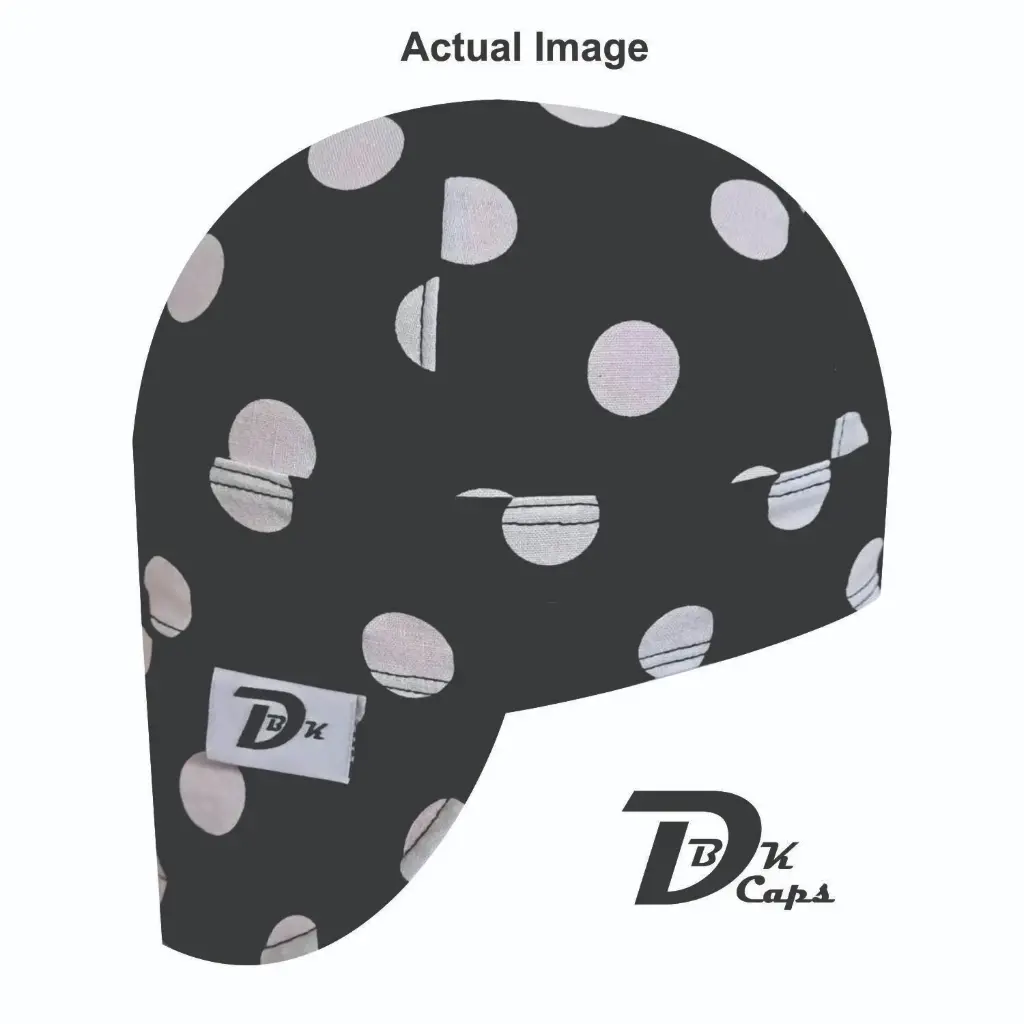 Black Polka Dot Welding Cap (6 3/8", Black Liner, No, 7" Standard Length)