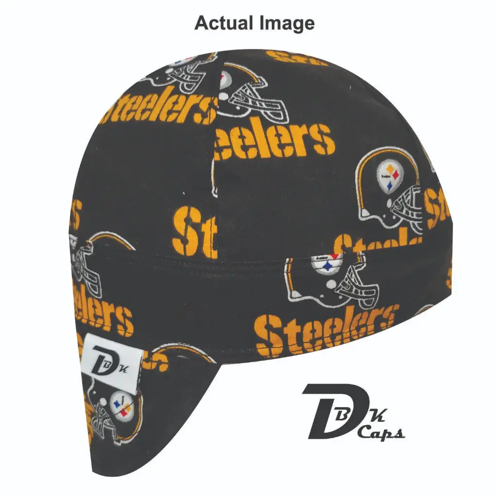 Black Pittsburgh Steeler Welding Cap (6 3/8", Black Liner, No, 7" Standard Length)