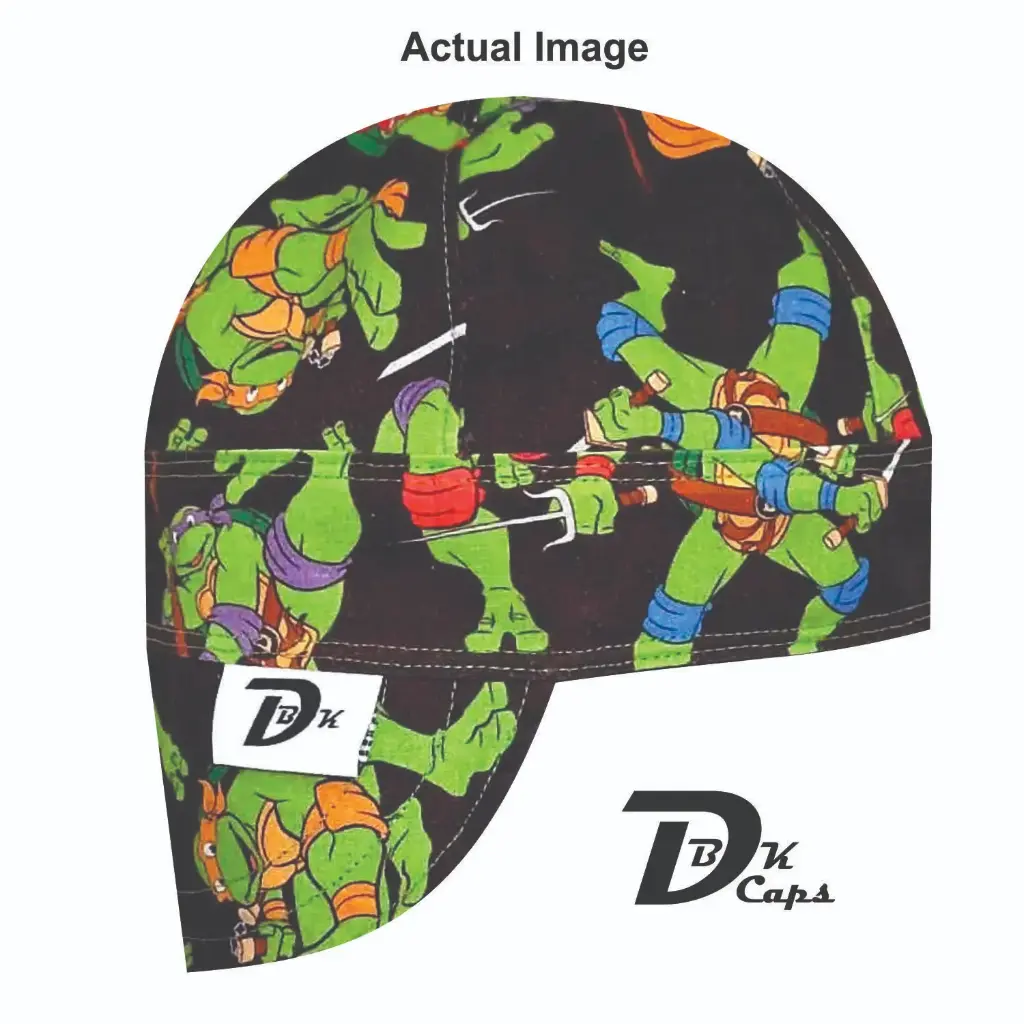 Black Ninja Turtle Welding Cap (6 3/8", Black Liner, No, 7" Standard Length)