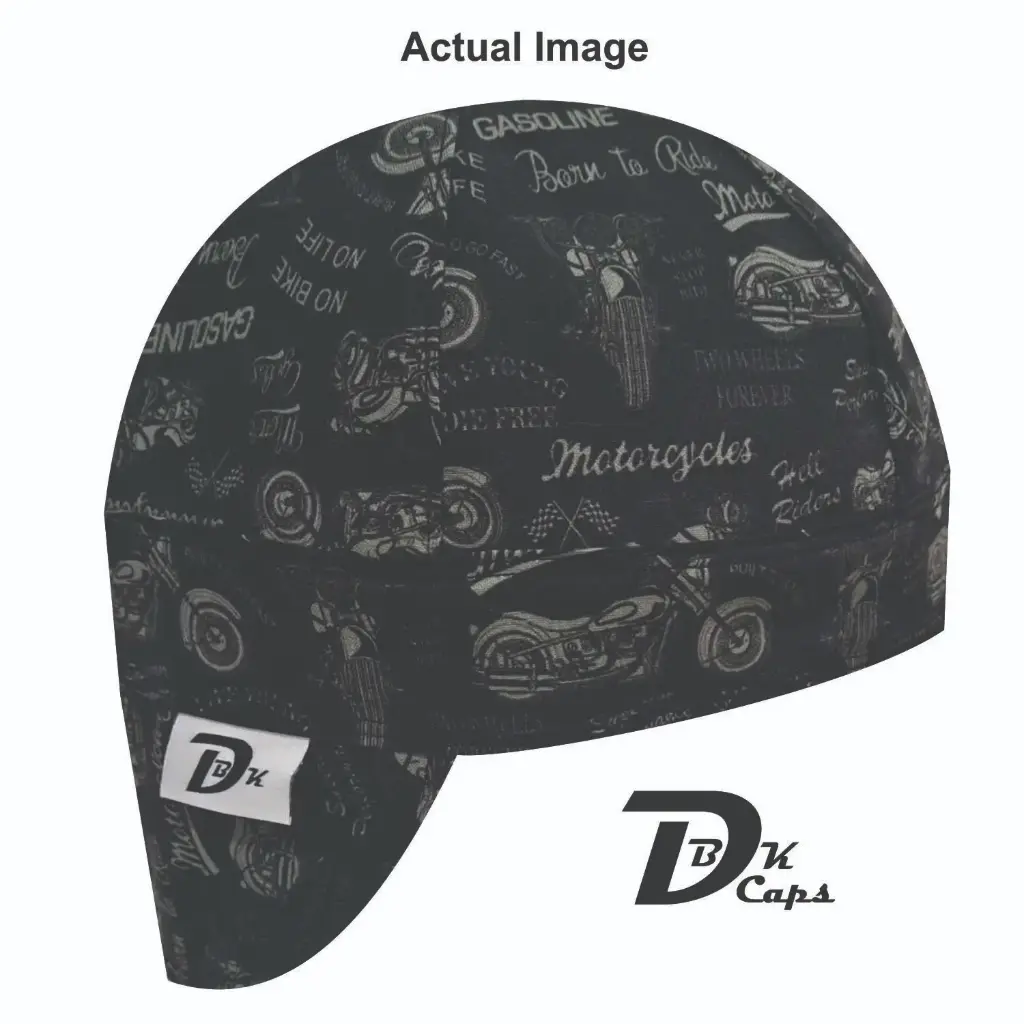 Black Motorbike Welding Cap (6 3/8", Black Liner, No, 7" Standard Length)