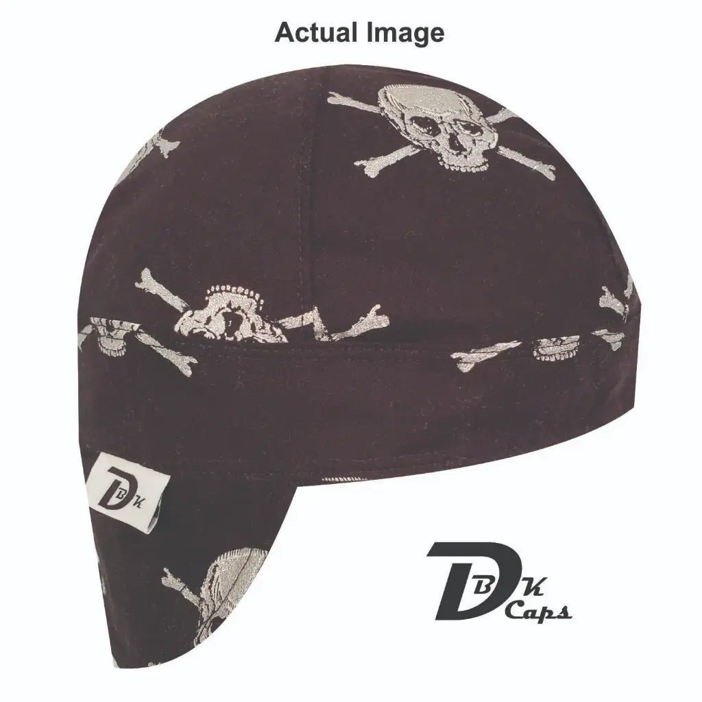 Black Glitter Skull Welding Cap (6 3/8", Black Liner, No, 7" Standard Length)