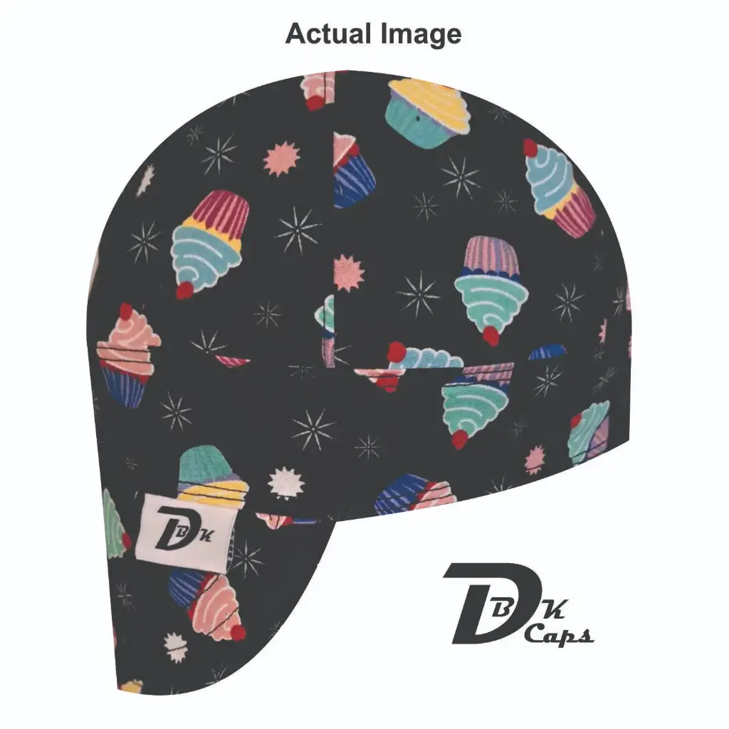 Black Cup Cake Tossed Welding Cap (6 3/8", Black Liner, No, 7" Standard Length)