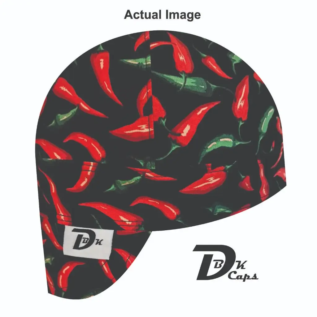 Black Chili Pepper Welding Cap (6 3/8", Black Liner, No, 7" Standard Length)