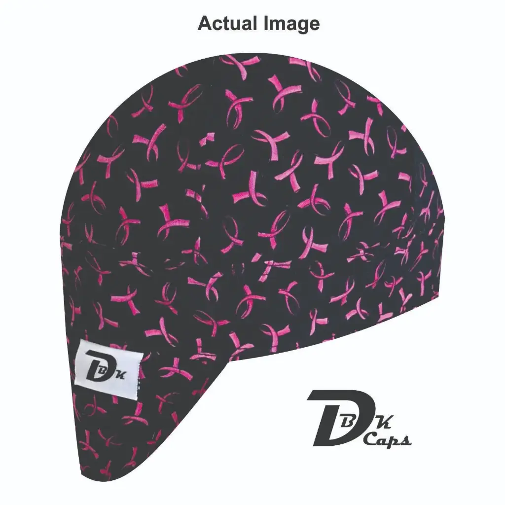 Black Breast Cancer Welding Cap (6 3/8", Black Liner, No, 7" Standard Length)