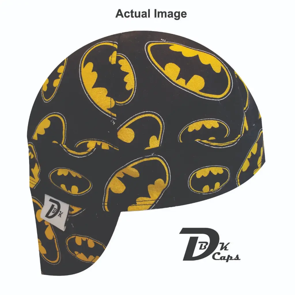 Black Batman Emblem Welding Cap (6 3/8", Black Liner, No, 7" Standard Length)