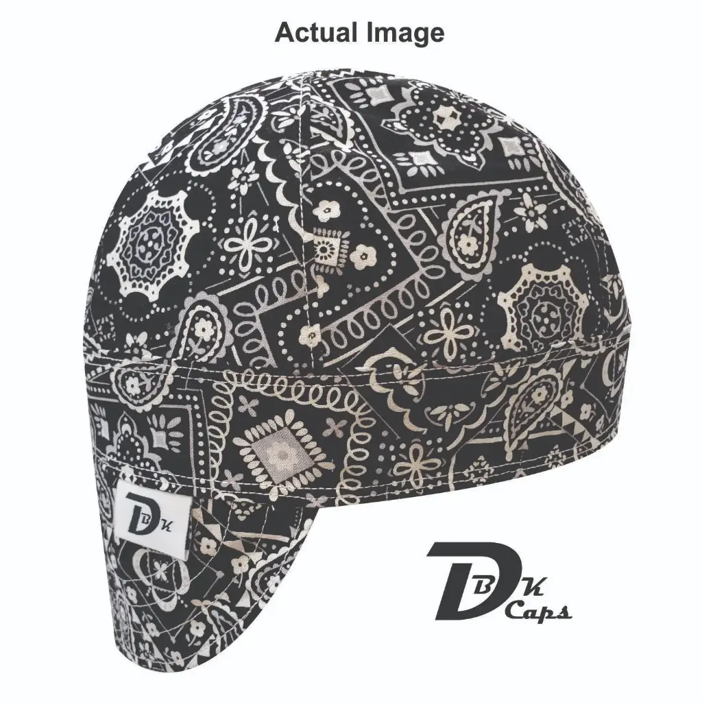 Black Bandana Welding Cap (6 3/8", Black Liner, No, 7" Standard Length)
