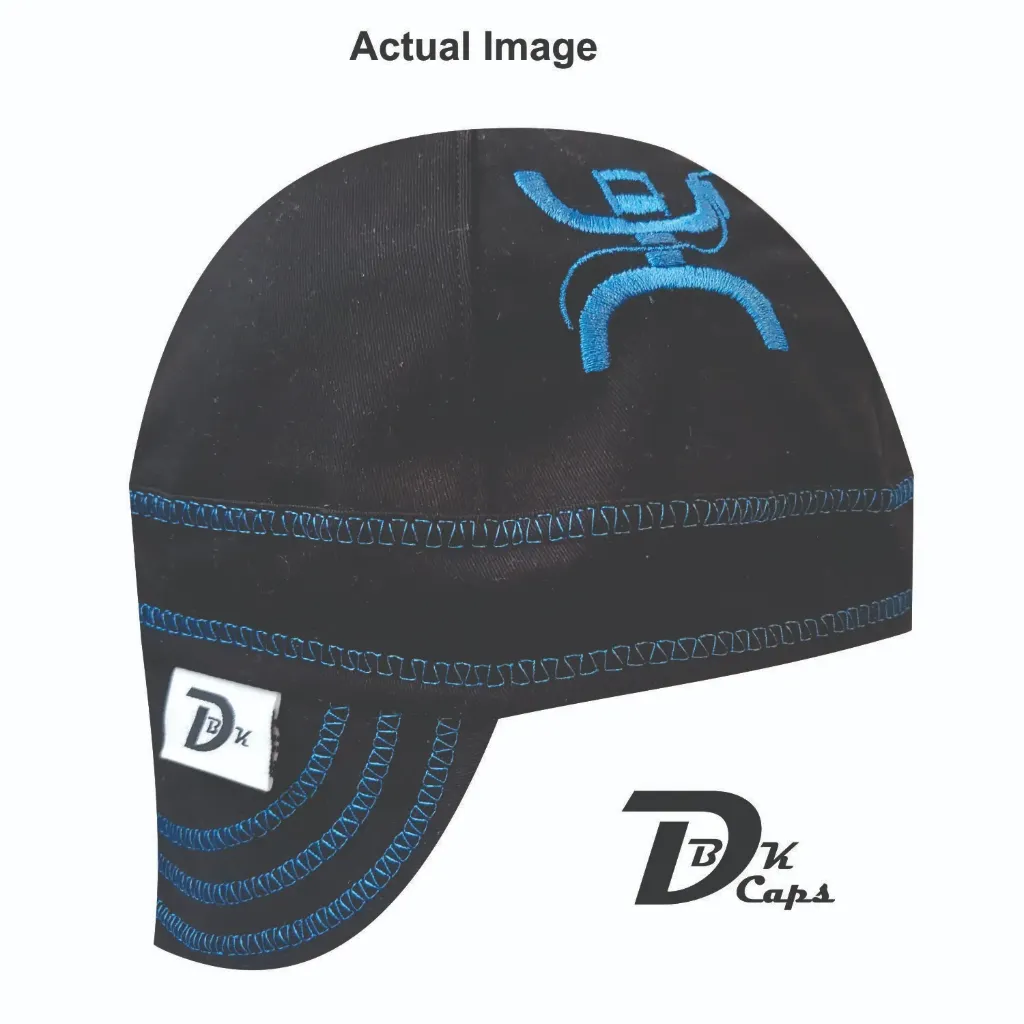Welding Man Blue (Light) Embroidery Welding Cap (6 3/8", Black Liner, No, 7" Standard Length)