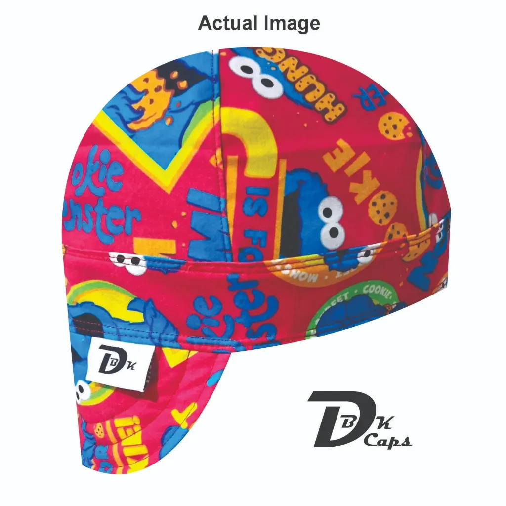 Red Cookie Monster Welding Cap (6 3/8", Black Liner, No, 7" Standard Length)
