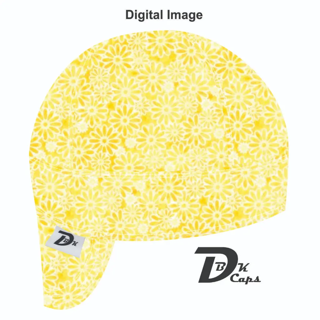 Yellow Trace Flower Welding Cap (6 3/8", Black Liner, No, 7" Standard Length)