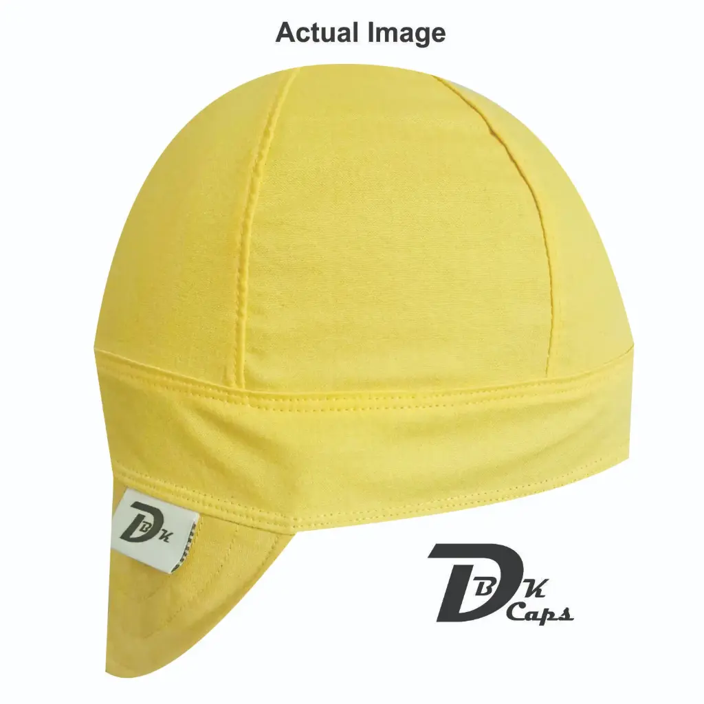 Yellow Solid (Dark) Welding Cap (6 3/8", Black Liner, No, 7" Standard Length)