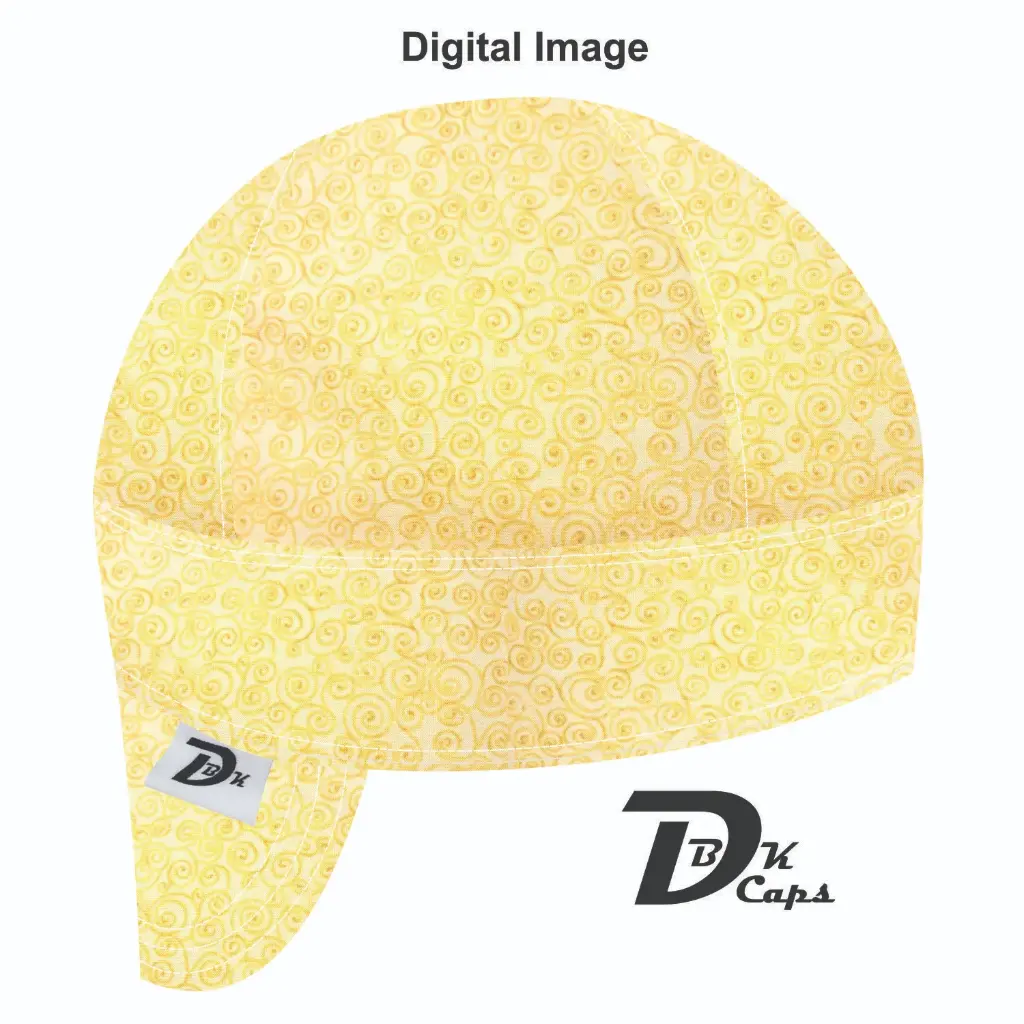 Yellow Scroll Welding Cap (6 3/8", Black Liner, No, 7" Standard Length)