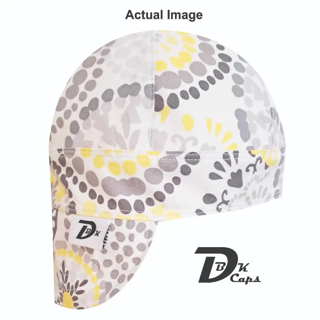 Yellow Bloom Burst Welding Cap (6 3/8", Black Liner, No, 7" Standard Length)