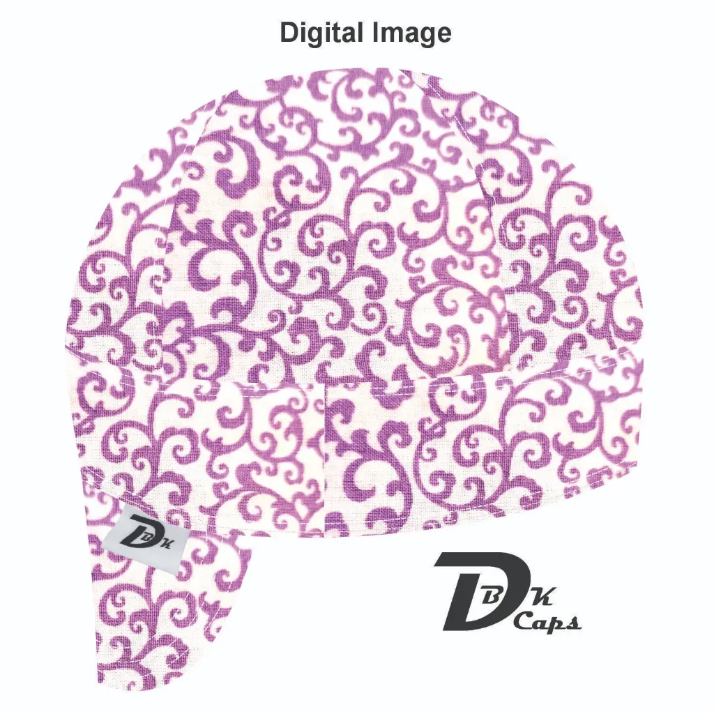 Purple Scroll Welding Cap (6 3/8", Black Liner, No, 7" Standard Length)