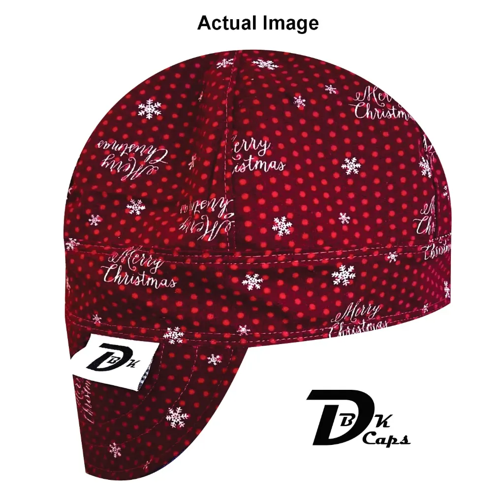 Red Merry Christmas Welding Cap (6 3/8", Black Liner, No, 7" Standard Length)