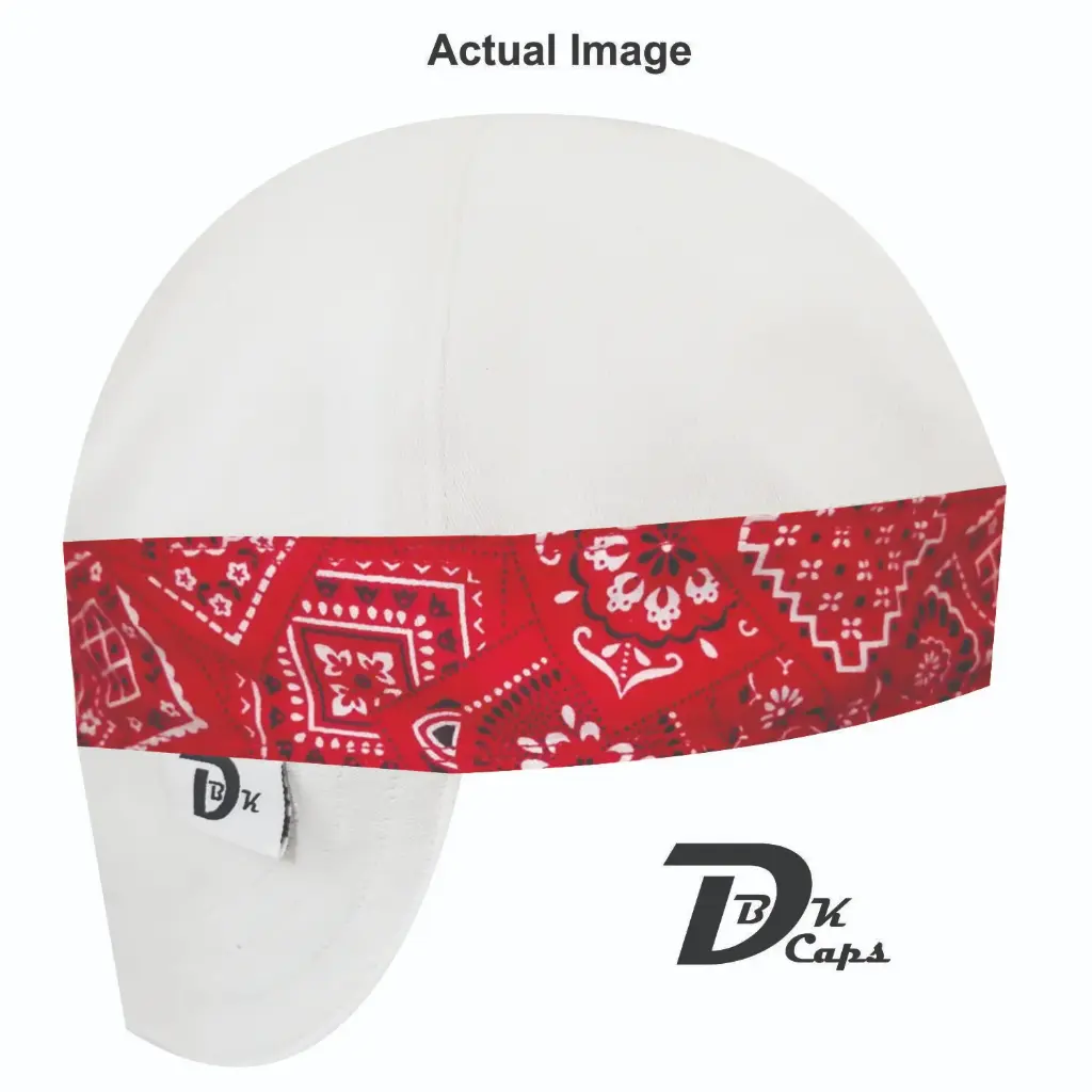 White Solid Red Bandana Band Welding Cap