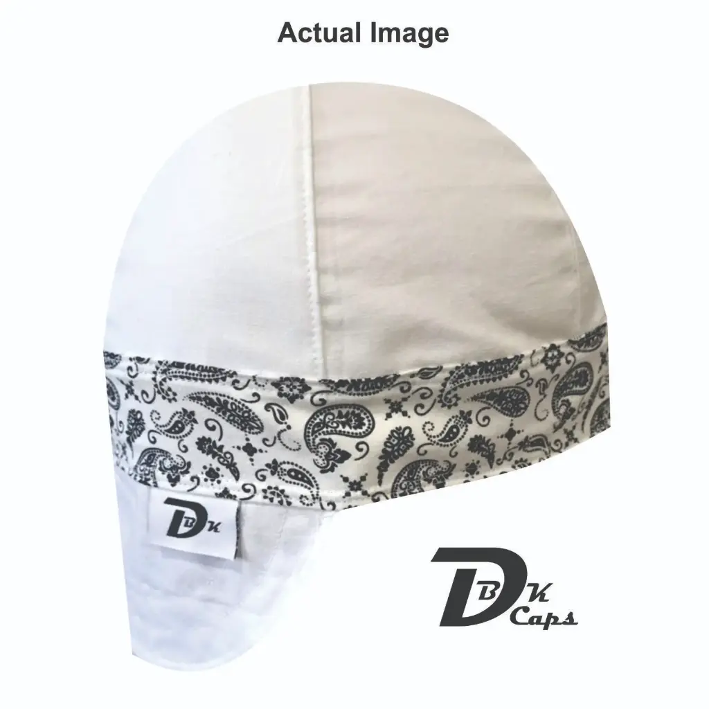 White Solid White Paisley Bandana Welding Cap
