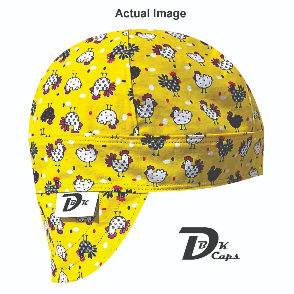 Yellow Chicken Welding Cap (6 3/8", Black Liner, No, 7" Standard Length)